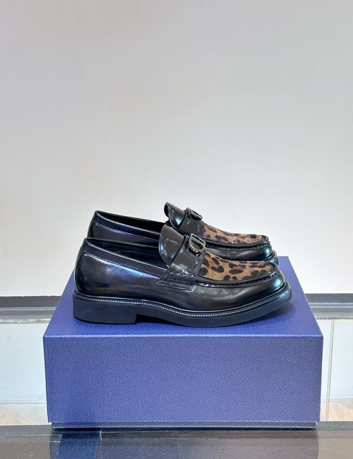 Christian Dior CD Leather Loafers Logo Buckle Easy Slip On