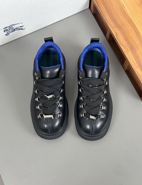 Burberry Cowhide Plaid Fabric Upper Comfort Shoes
