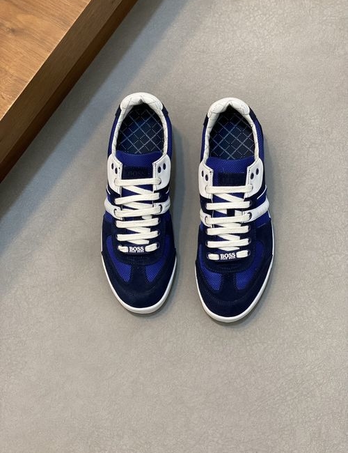 Hugo Boss Leather And Knit Paneled Casual Sneakers