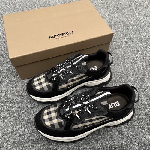 Burberry Calfskin Mesh Platform Sneakers Durable