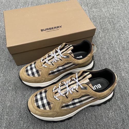 Burberry Calfskin Mesh Platform Sneakers Durable