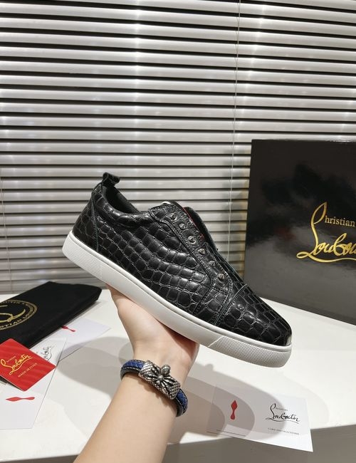 Christian Louboutin Low Top Black Stone Print Logo Shoes