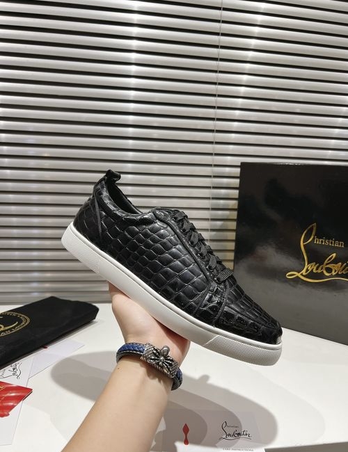 Christian Louboutin Low Top Black Stone Trim Shoes
