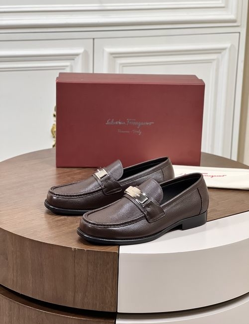 Ferragamo Business Casual Loafers Genuine Leather