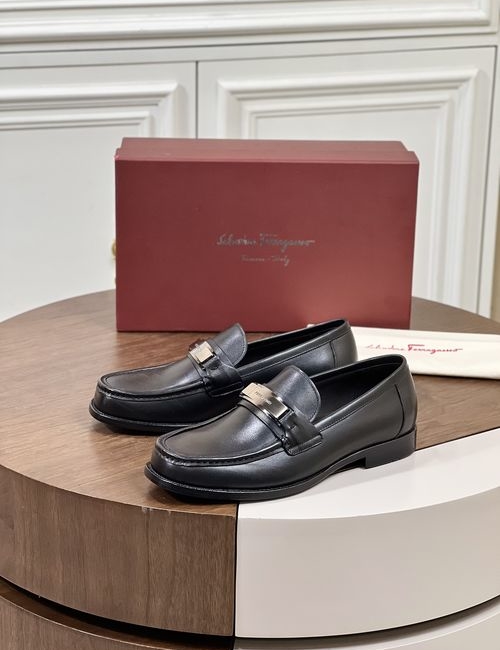 Ferragamo Business Casual Loafers Genuine Leather