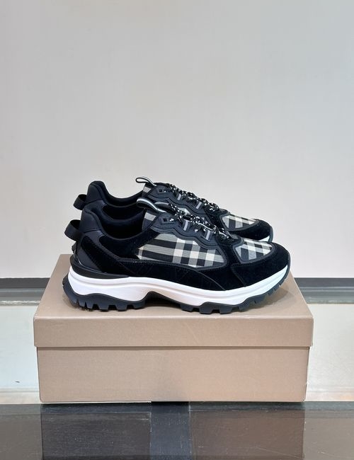 Burberry Vintage Plaid Calfskin Canvas Sneakers