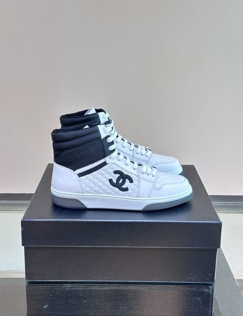 Chanel High-top Cowhide Casual Sneakers With Logo