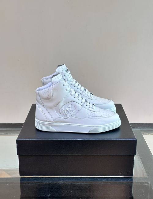 Chanel High-top Cowhide Casual Sneakers With Logo