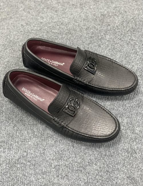 Dolce & Gabbana DG Leather Casual Loafers With Rubber Sole