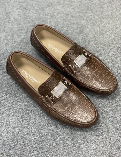 Dolce & Gabbana DG Leather Casual Loafers With Rubber Sole