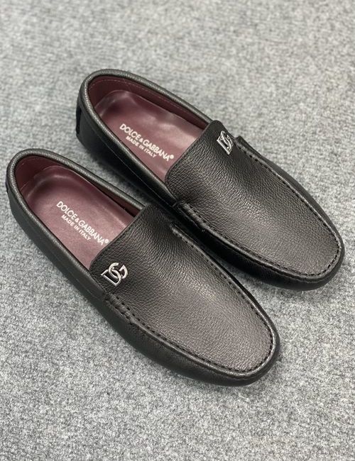 Dolce & Gabbana DG Leather Casual Loafers With Rubber Sole