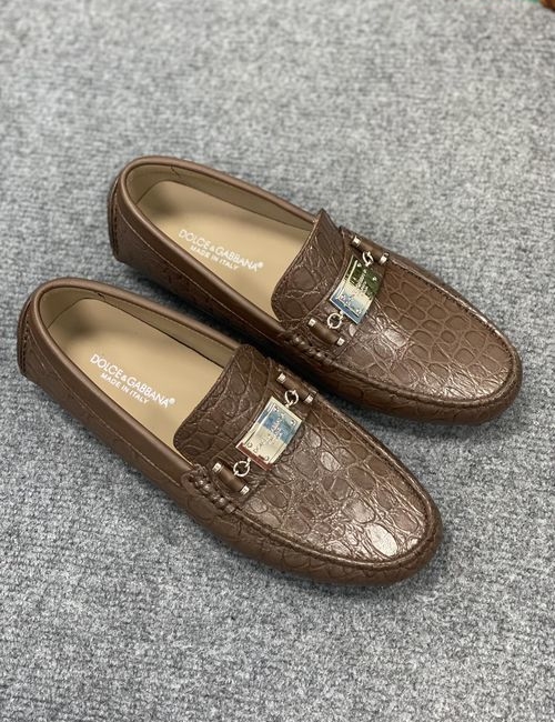 Dolce & Gabbana DG Leather Casual Loafers With Rubber Sole