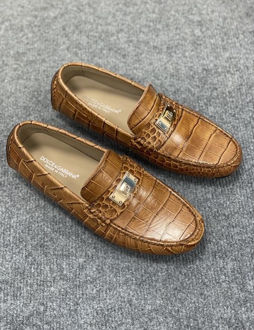 Dolce & Gabbana DG Leather Casual Loafers With Rubber Sole