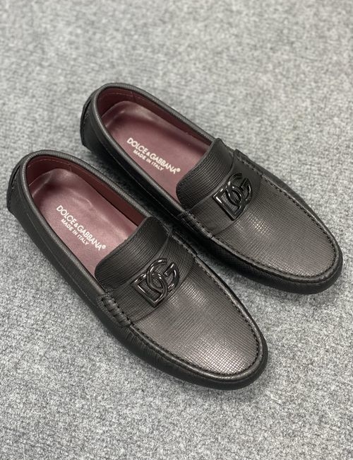 Dolce & Gabbana DG Leather Casual Loafers With Rubber Sole