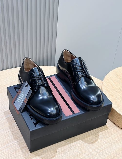 Zegna Black Leather Derby Shoes