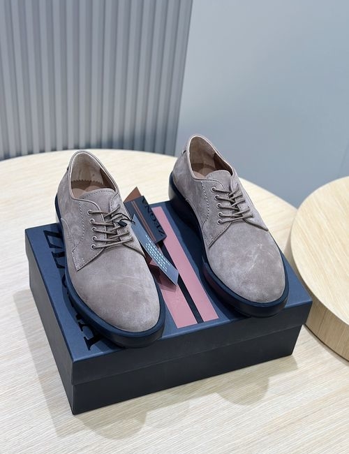 Zegna Black Leather Derby Shoes