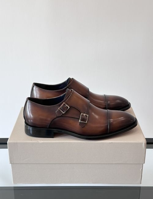 Santoni Handmade Calfskin Leather Sole Dress Shoes