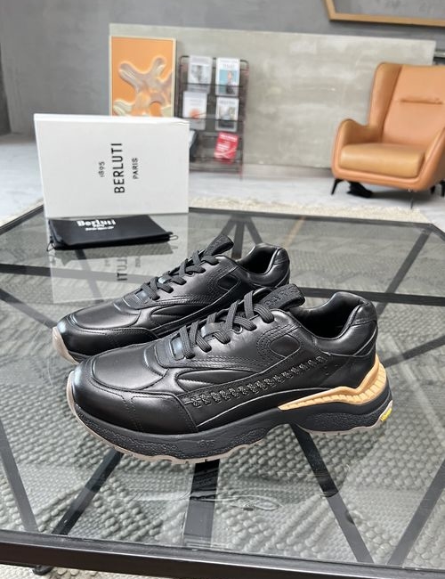 Berluti Stitched Leather Shoes With Original Sole