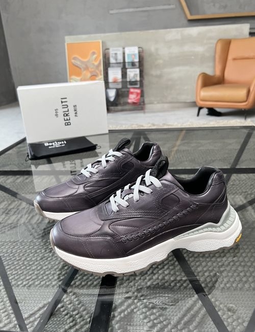 Berluti Stitched Leather Shoes With Original Sole