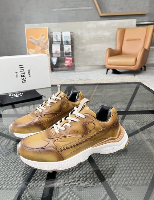 Berluti Stitched Leather Shoes With Original Sole
