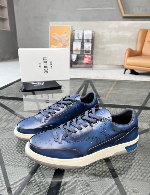 Berluti Stitched Leather Shoes With Original Sole