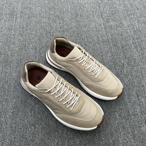 Loro Piana LP Soho Walk Knit Trim Calfskin Sneakers