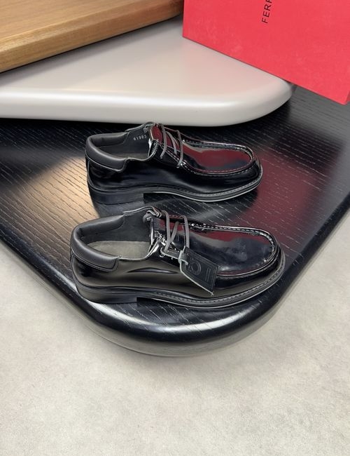 Ferragamo Patent Leather Stitched Formal Dress Shoes