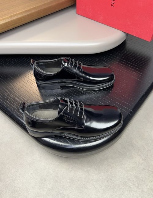 Ferragamo Embossed Logo Patent Leather Dress Shoes