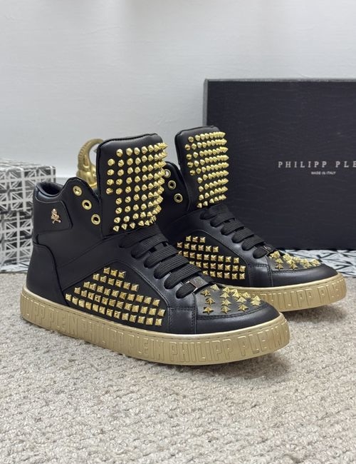 Philipp Plein Leather Shoes With Rivets And Metal Buckles