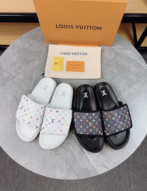 Louis Vuitton LV Cowhide Upper Straw Woven Slippers