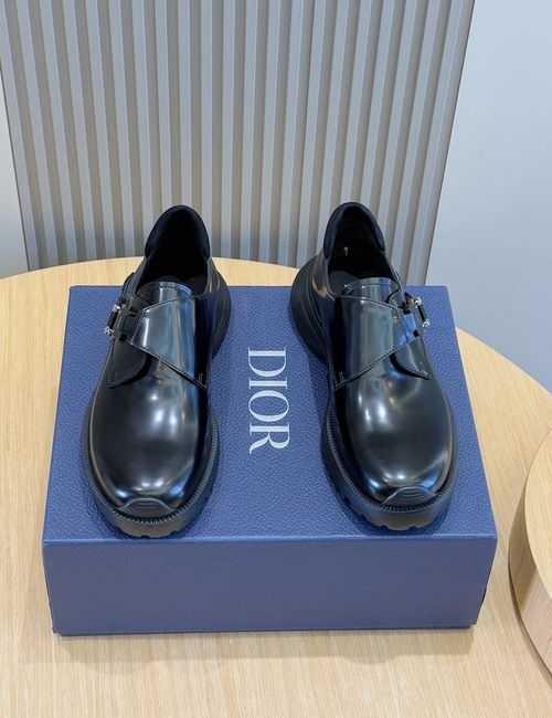 Christian Dior CD Polished Leather Monk Strap Shoes With EvA Sole