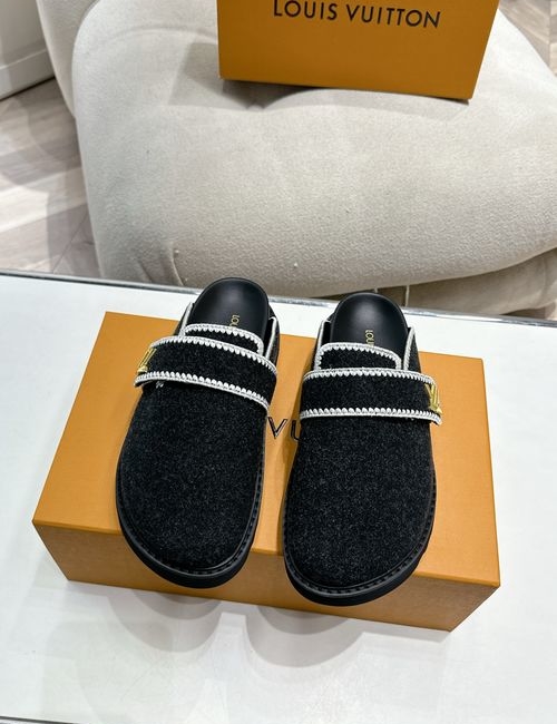 Louis Vuitton LV Closed Toe Wool Lined Flat Mules