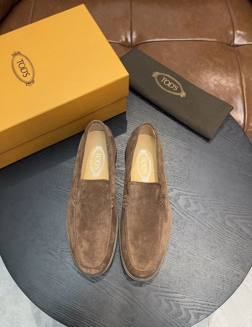 Tods Calfskin Loafers With Woven Trim Soles