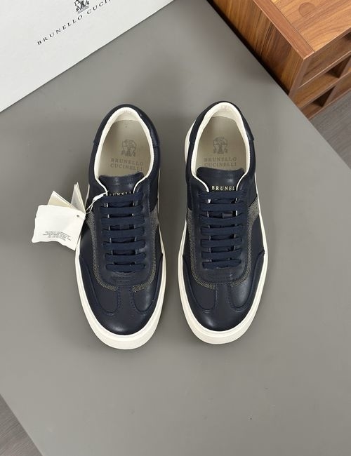 Brunello Cucinelli BC Polished Calfskin Suede Sneakers With IP Sole