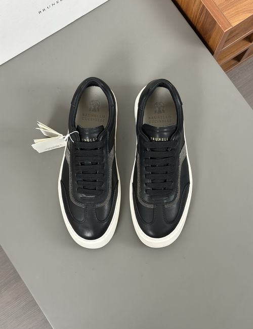 Brunello Cucinelli BC Polished Calfskin Suede Sneakers With IP Sole