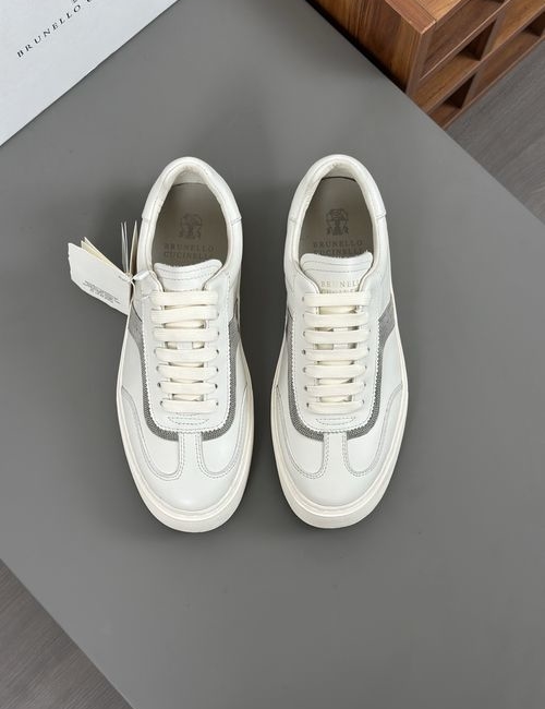Brunello Cucinelli BC Polished Calfskin Suede Sneakers With IP Sole