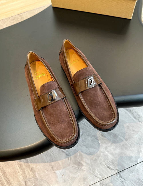 Christian Louboutin Suede Leather Loafers With Leather Sole