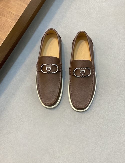 Ferragamo Driving Loafers Imported Calfskin Non-slip Sole