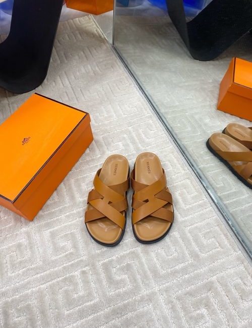 Hermes Crossover Slippers With Cowhide Upper