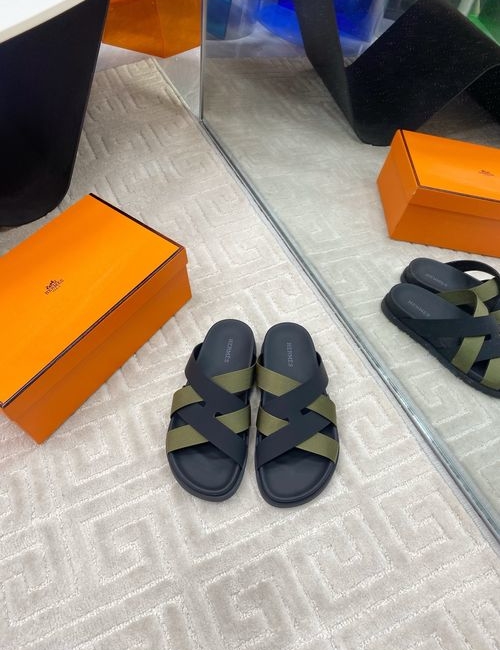 Hermes Crossover Slippers With Cowhide Upper