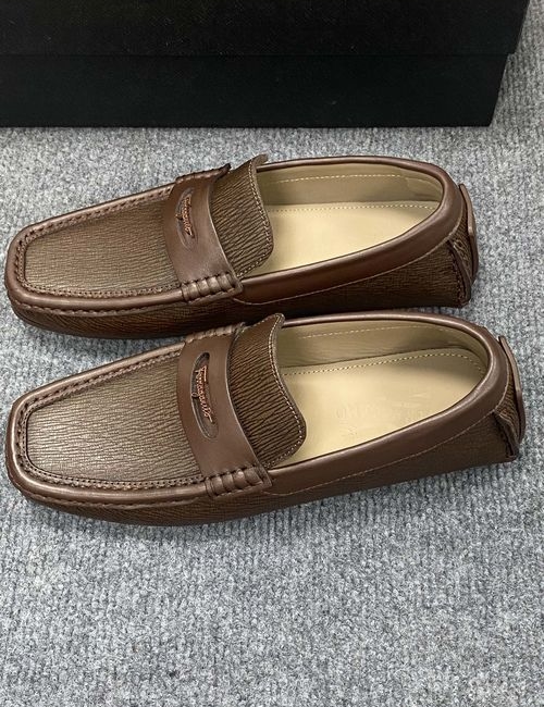 Ferragamo Calfskin Casual Loafers Original Sole Leather Lining