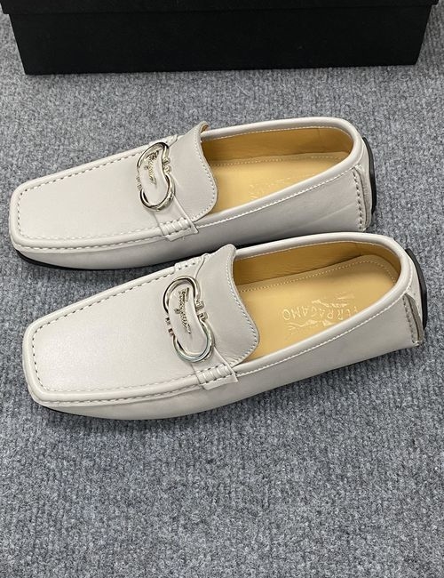 Ferragamo Calfskin Casual Loafers Original Sole Leather Lining