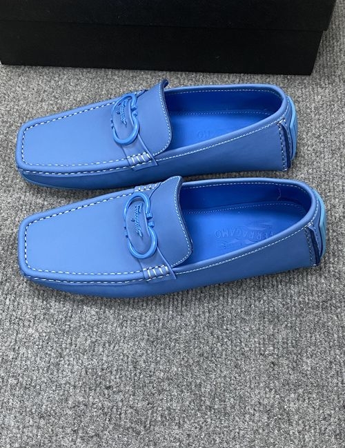 Ferragamo Calfskin Casual Loafers Original Sole Leather Lining