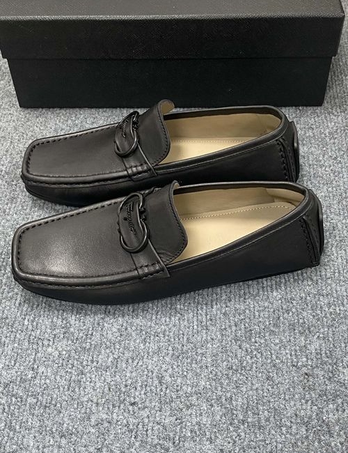 Ferragamo Calfskin Casual Loafers Original Sole Leather Lining