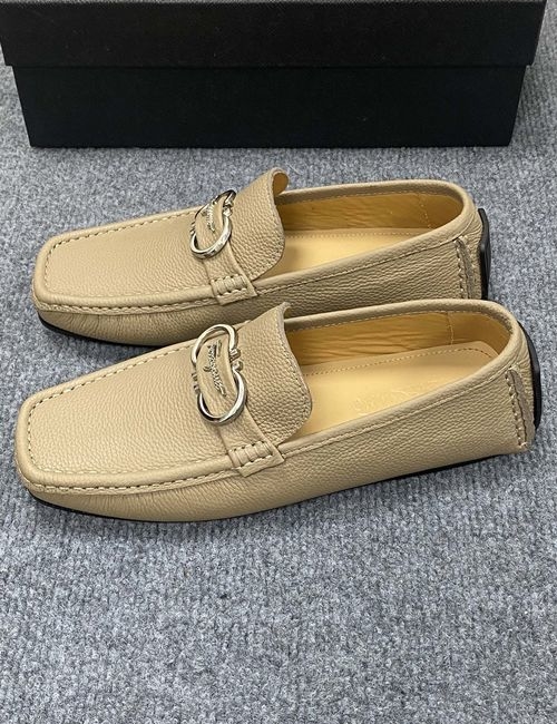 Ferragamo Calfskin Casual Loafers Original Sole Leather Lining