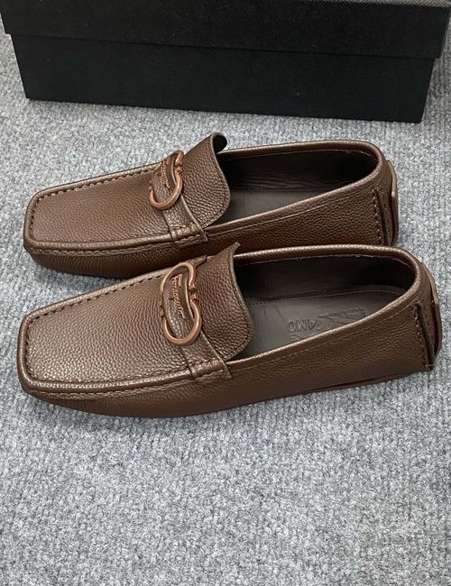 Ferragamo Calfskin Casual Loafers Original Sole Leather Lining
