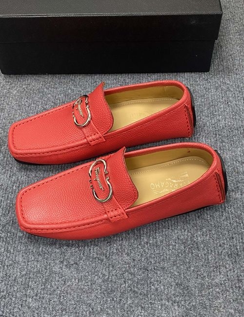 Ferragamo Calfskin Casual Loafers Original Sole Leather Lining