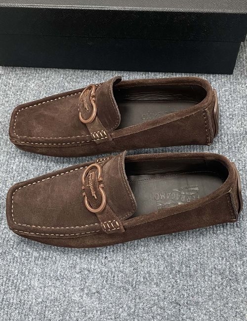 Ferragamo Calfskin Casual Loafers Original Sole Leather Lining