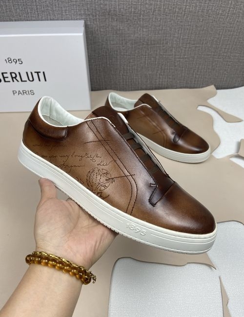 Berluti Playtime Scritto Leather Slip-on Shoes