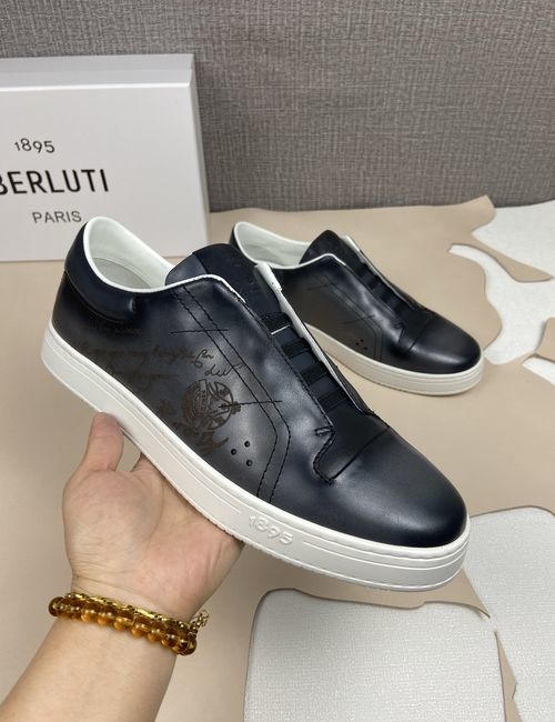 Berluti Playtime Scritto Leather Slip-on Shoes